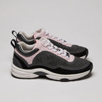 Pre-Loved Chanel™ Tweed Suede Calfskin Sneakers Gray Pink Size 36