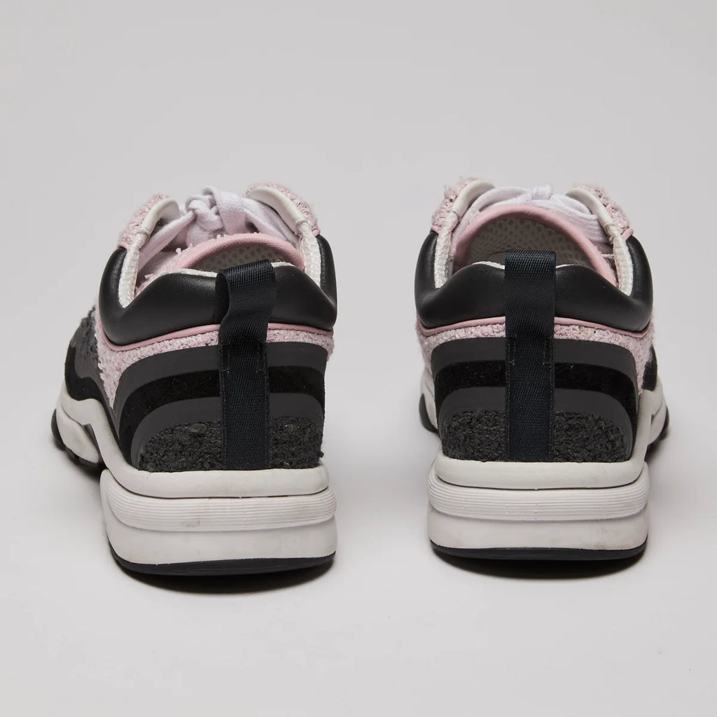 Pre-Loved Chanel™ Tweed Suede Calfskin Sneakers Gray Pink Size 36