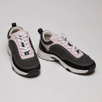 Pre-Loved Chanel™ Tweed Suede Calfskin Sneakers Gray Pink Size 36