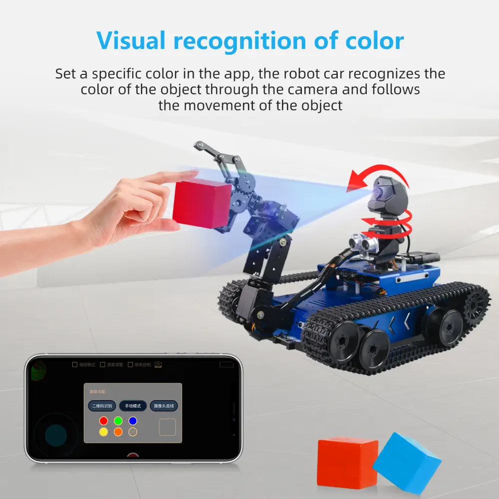XiaoR GEEK GFS-X crawler-type AI programmable robot car with Raspberry Pi 4B 4G development kits Coeur Cult Core