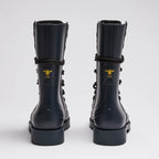 Dior Navy Blue Lace-Up Lug Sole Boots Size 35