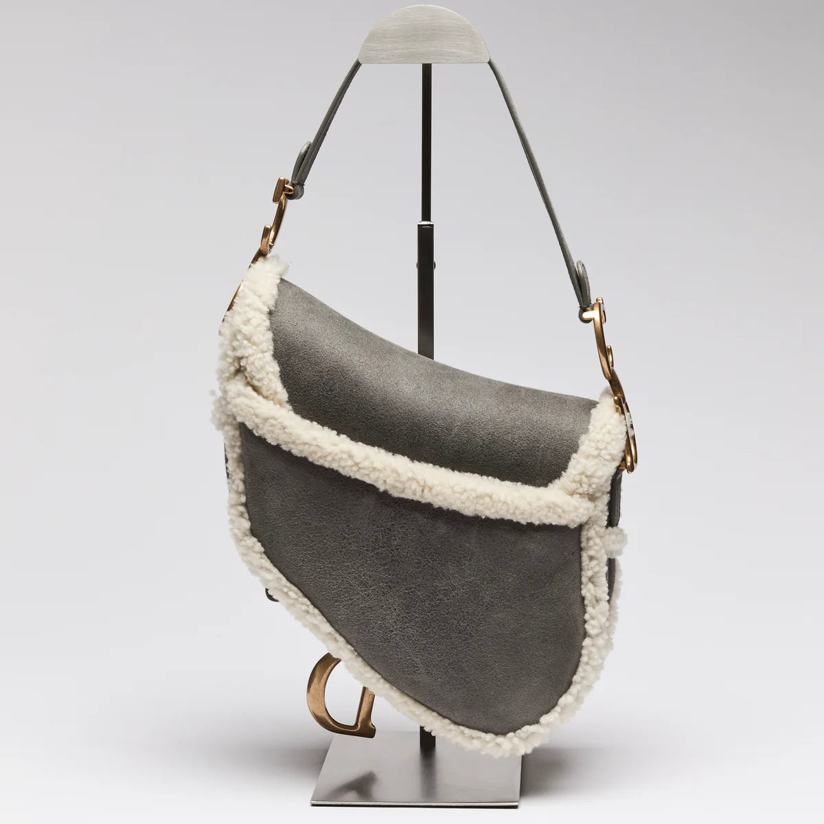 Suede and Shearling Saddle Bag