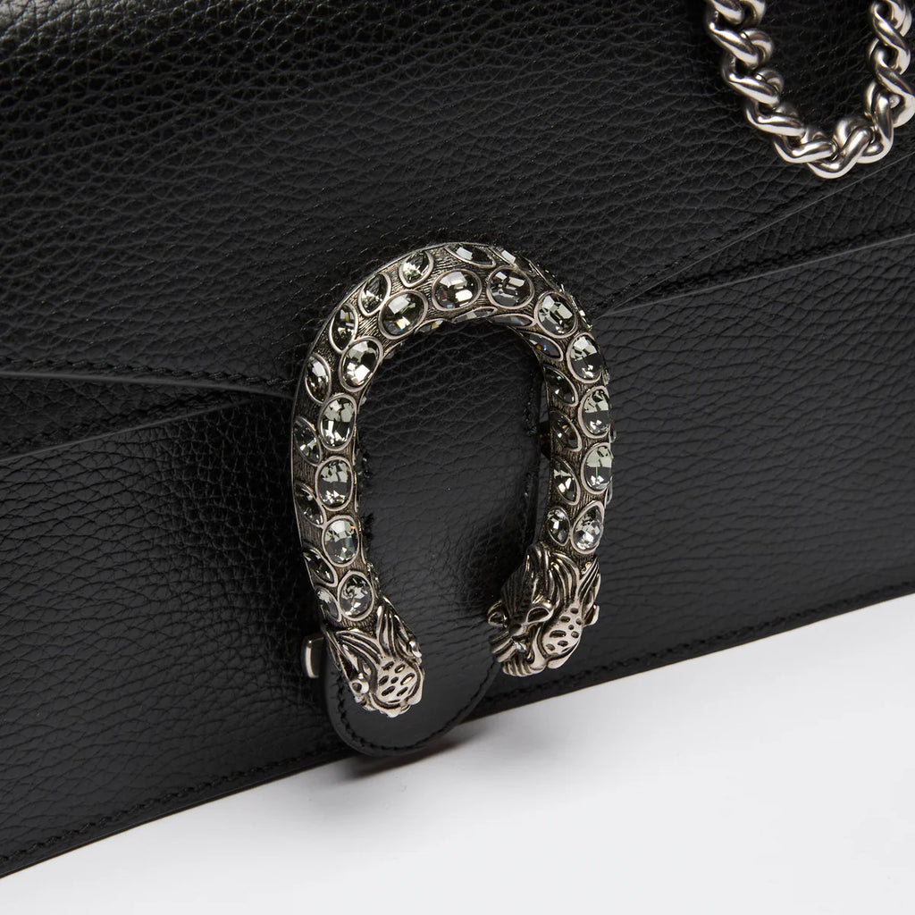 Black Grained Leather Medium Dionysus Shoulder Bag
