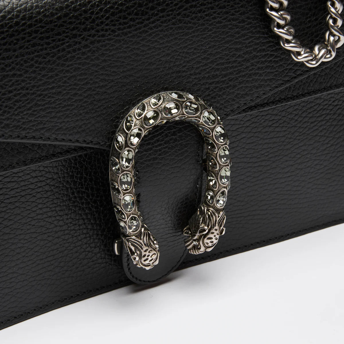 Black Grained Leather Medium Dionysus Shoulder Bag