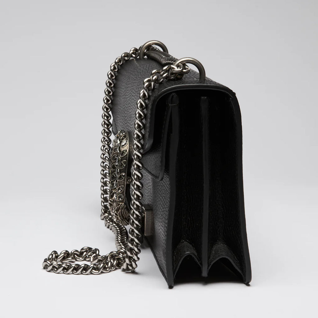 Black Grained Leather Medium Dionysus Shoulder Bag