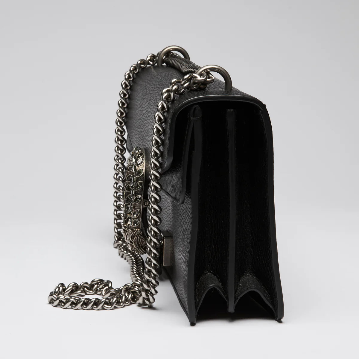 Black Grained Leather Medium Dionysus Shoulder Bag