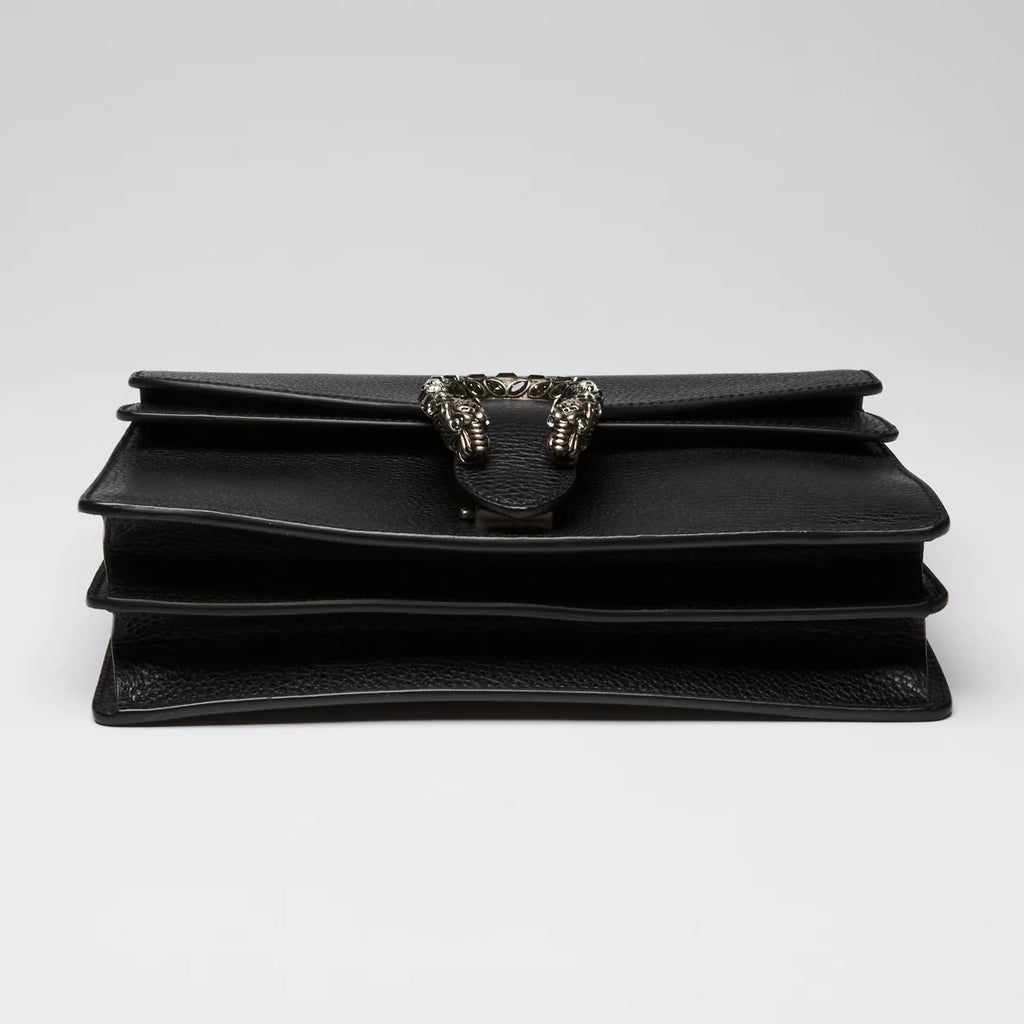 Black Grained Leather Medium Dionysus Shoulder Bag
