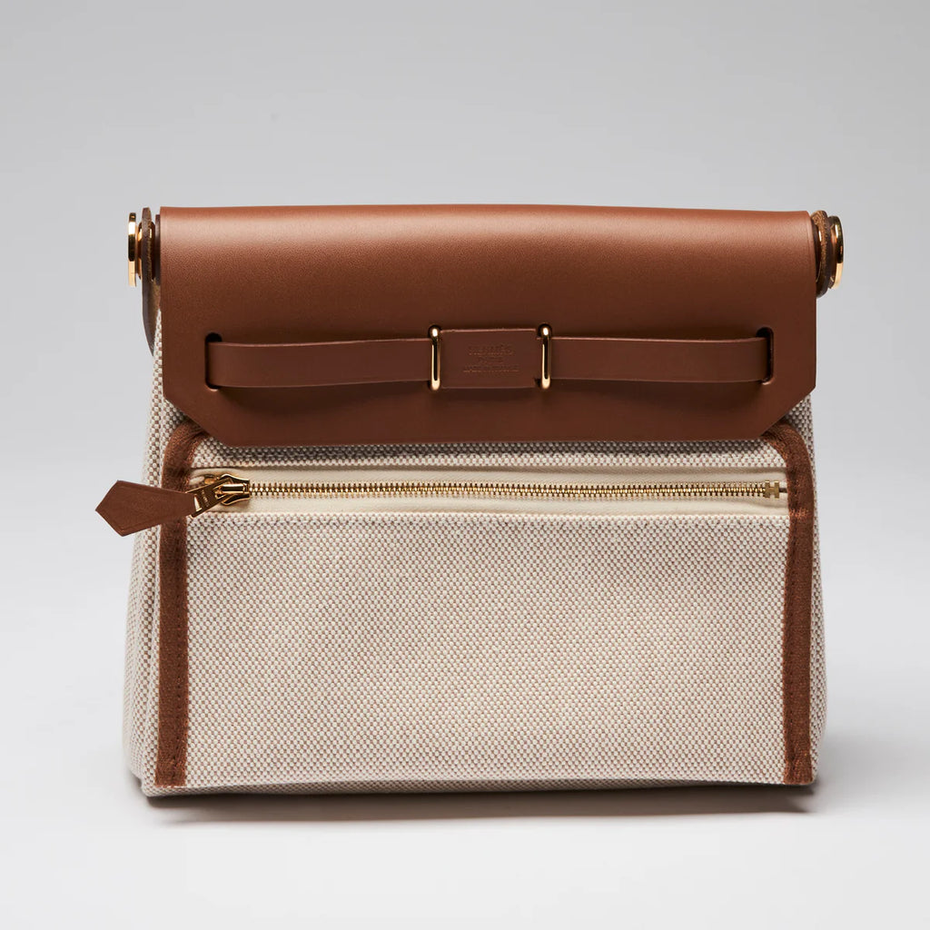 Hunter Cowhide and Ecru Toile Herbag Mini 20