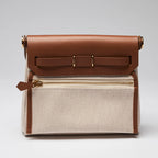 Hunter Cowhide and Ecru Toile Herbag Mini 20