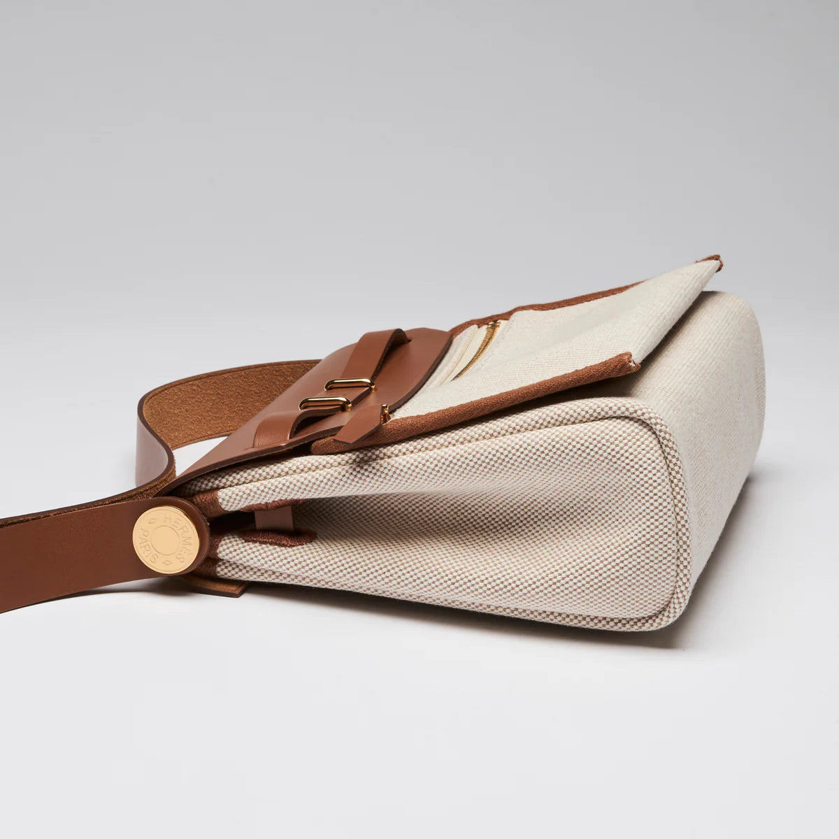 Hunter Cowhide and Ecru Toile Herbag Mini 20