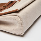 Hunter Cowhide and Ecru Toile Herbag Mini 20