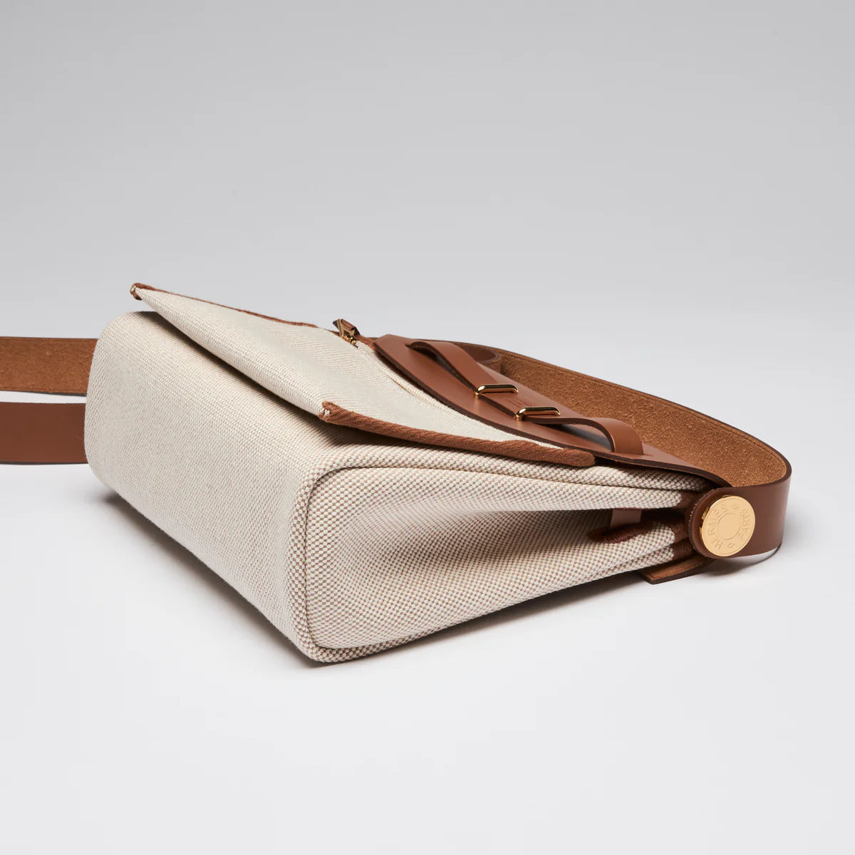 Hunter Cowhide and Ecru Toile Herbag Mini 20