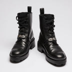 Hermes Black Leather Military Boots with Kelly Buckle Size 35