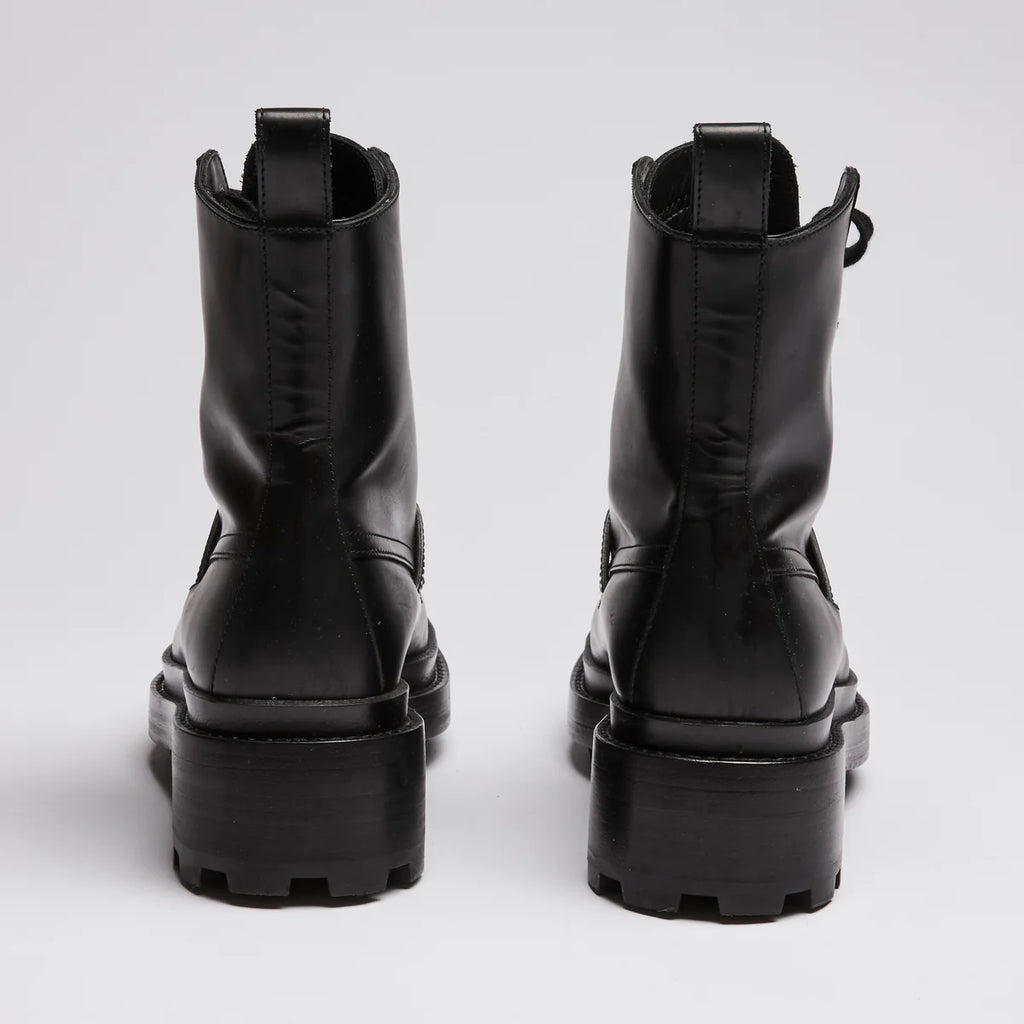 Hermes Black Leather Military Boots with Kelly Buckle Size 35