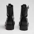 Hermes Black Leather Military Boots with Kelly Buckle Size 35
