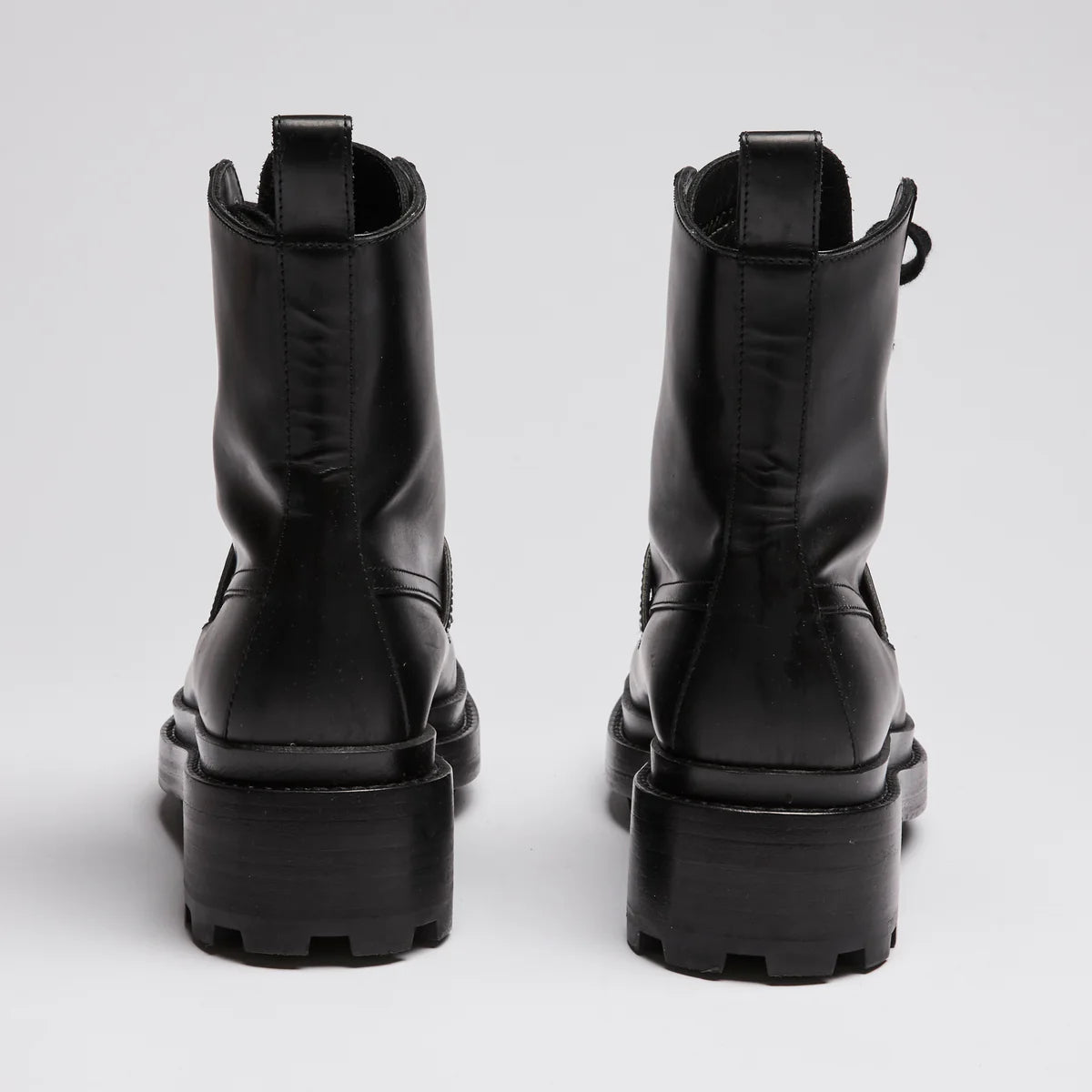 Hermes Black Leather Military Boots with Kelly Buckle Size 35