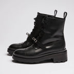 Hermes Black Leather Military Boots with Kelly Buckle Size 35