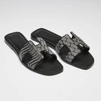 Hermes Limited Edition Silver Embroidered Oran Sandals Size 35