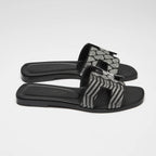 Hermes Limited Edition Silver Embroidered Oran Sandals Size 35