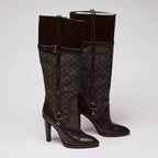 LV Brown Canvas and Leather Boots Size 37 Coeur Cult Core