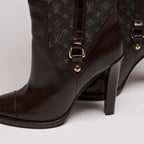 LV Brown Canvas and Leather Boots Size 37 Coeur Cult Core