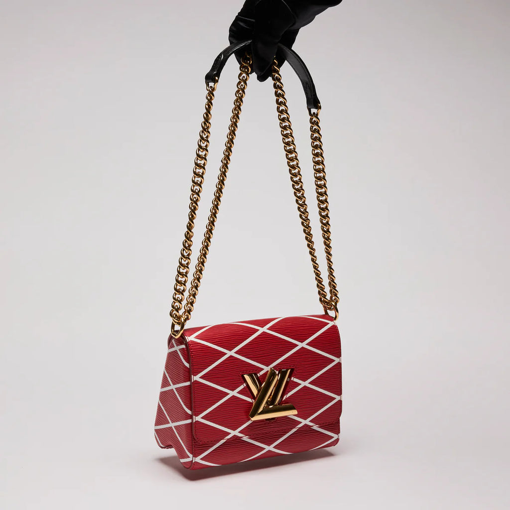 LV Red Twist Leather Crossbody Bag W/ Gold LV Lock Coeur Cult Core