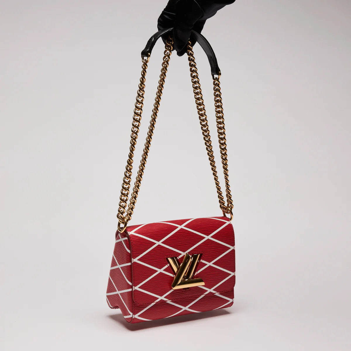 LV Red Twist Leather Crossbody Bag W/ Gold LV Lock Coeur Cult Core