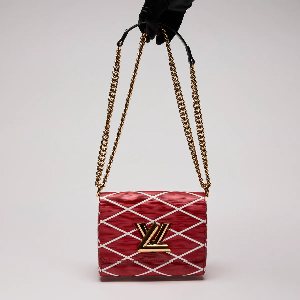 LV Red Twist Leather Crossbody Bag W/ Gold LV Lock Coeur Cult Core