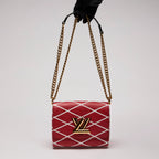 LV Red Twist Leather Crossbody Bag W/ Gold LV Lock Coeur Cult Core