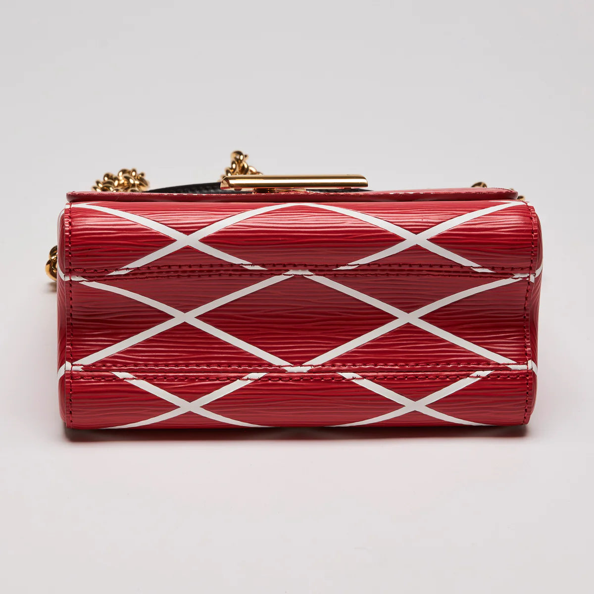 LV Red Twist Leather Crossbody Bag W/ Gold LV Lock Coeur Cult Core