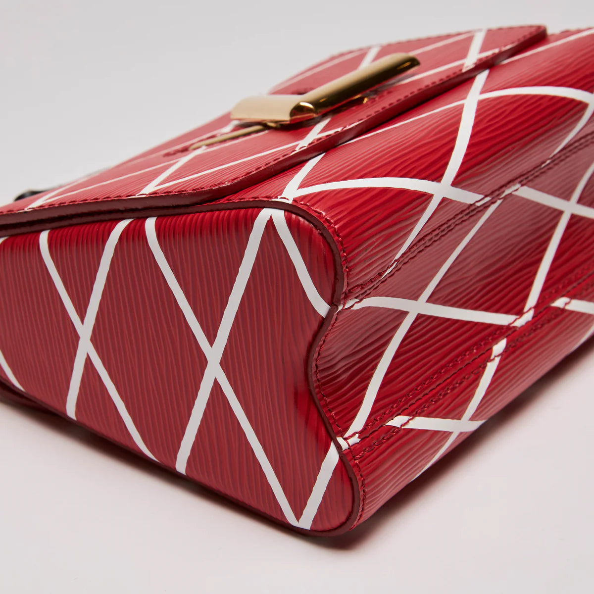 LV Red Twist Leather Crossbody Bag W/ Gold LV Lock Coeur Cult Core