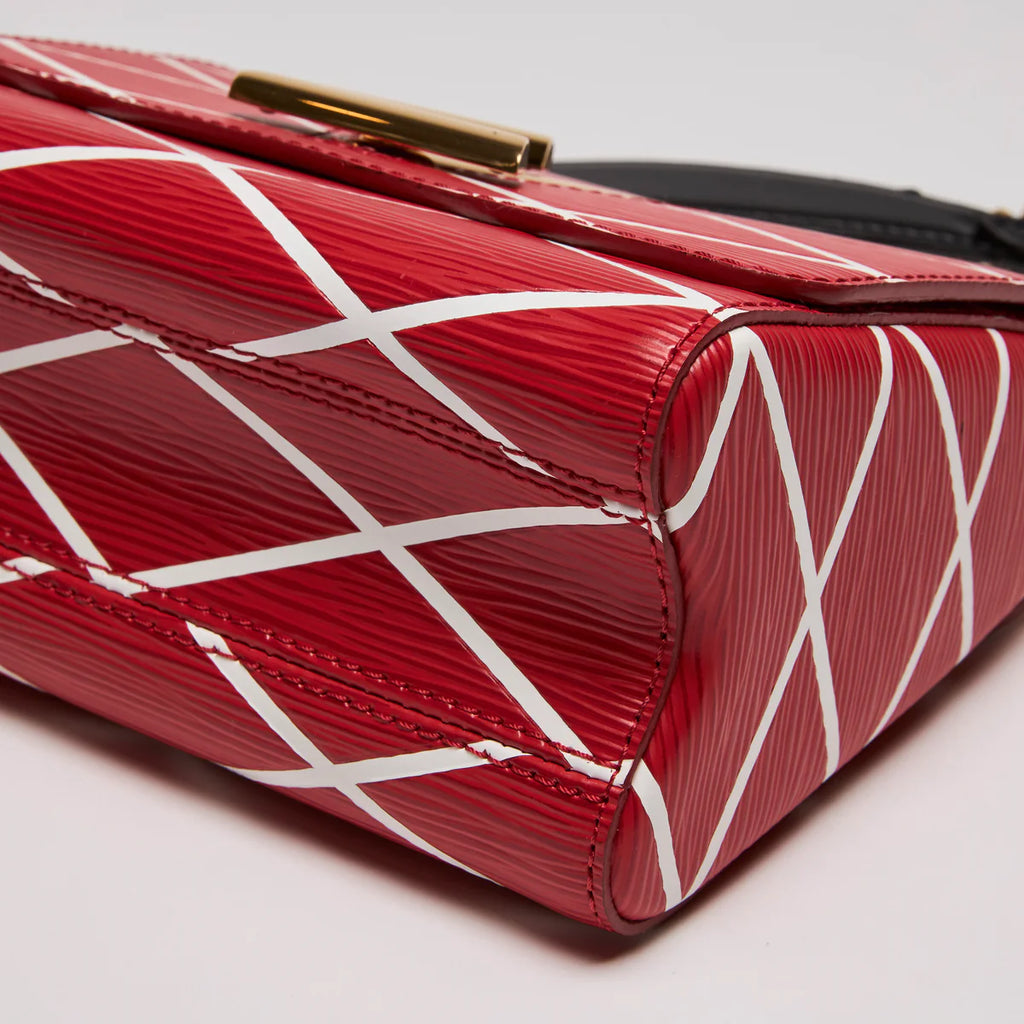 LV Red Twist Leather Crossbody Bag W/ Gold LV Lock Coeur Cult Core