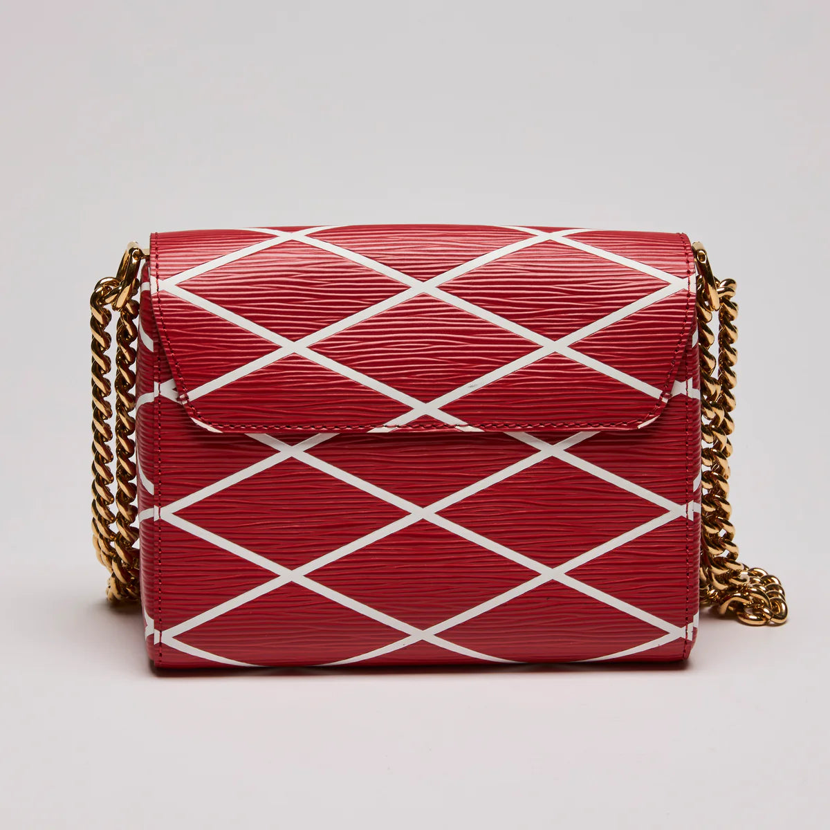 LV Red Twist Leather Crossbody Bag W/ Gold LV Lock Coeur Cult Core
