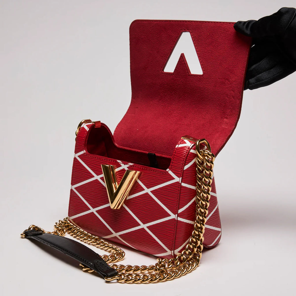 LV Red Twist Leather Crossbody Bag W/ Gold LV Lock Coeur Cult Core