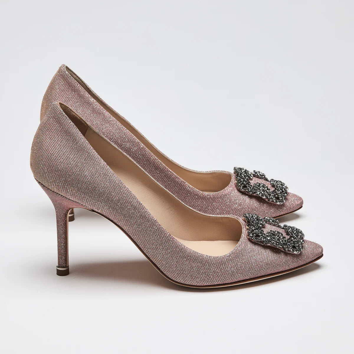 Manolo Blahnik Hangisi Pink Glitter Pumps Size 39.5