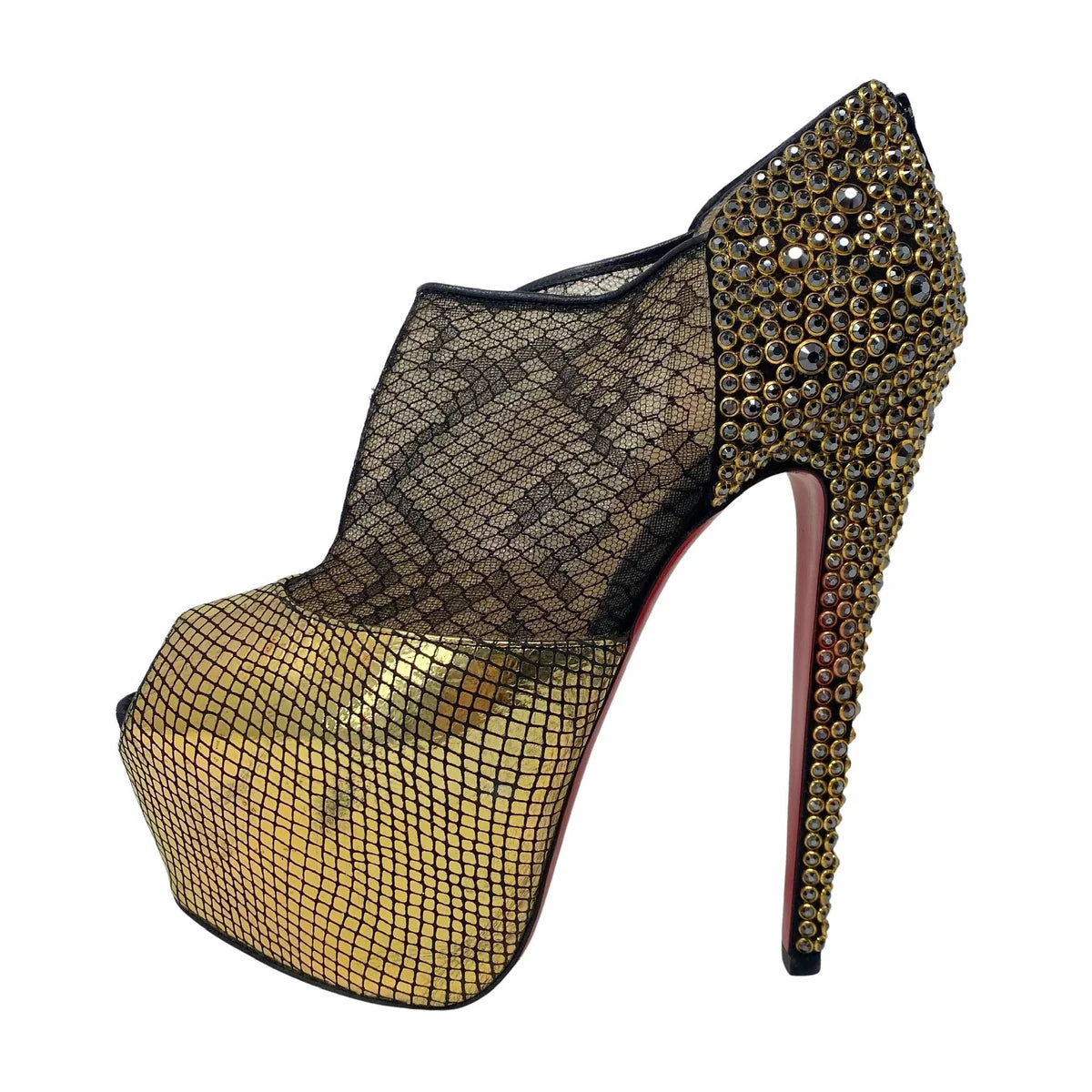 Christian Louboutin Gold Aeronotoc Booties 38 Coeur Cult Core