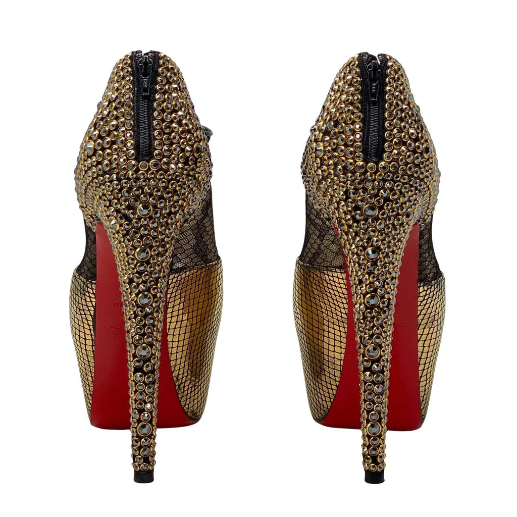 Christian Louboutin Gold Aeronotoc Booties 38 Coeur Cult Core