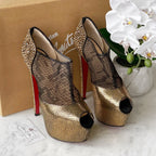 Christian Louboutin Gold Aeronotoc Booties 38 Coeur Cult Core