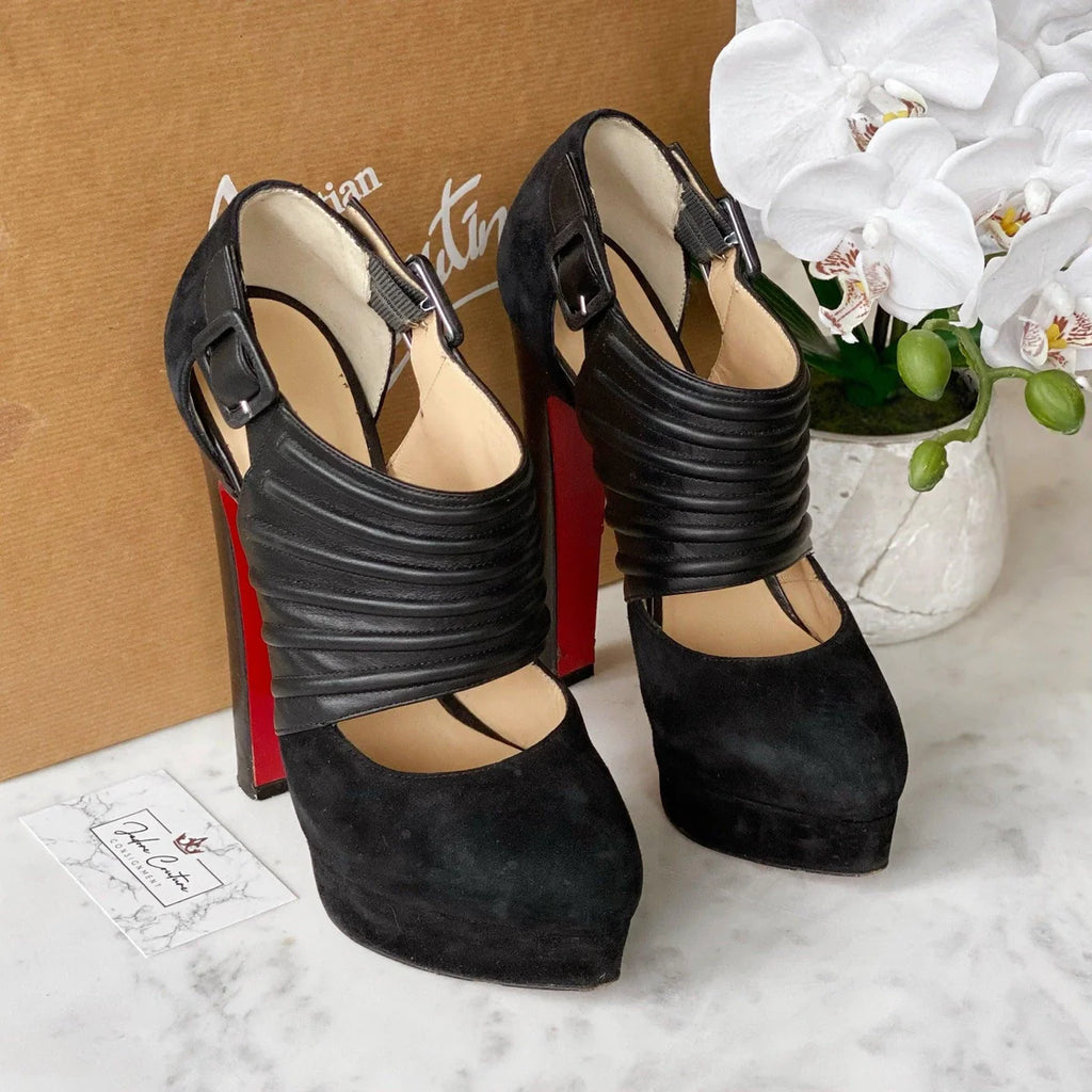 Christian Louboutin Bye Bye Suede Booties 37 Coeur Cult Core
