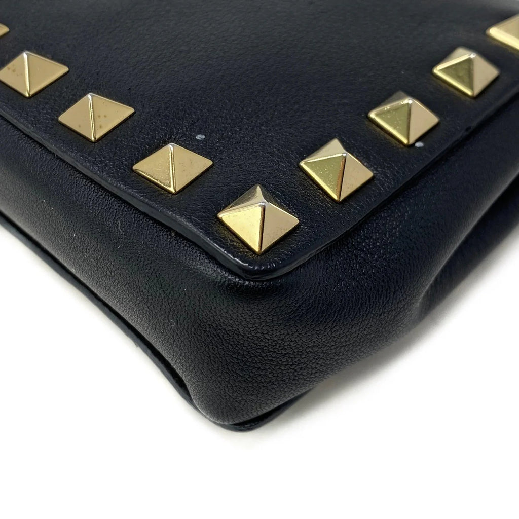 Valentino Black Rockstud Bracelet Clutch Coeur Cult Core