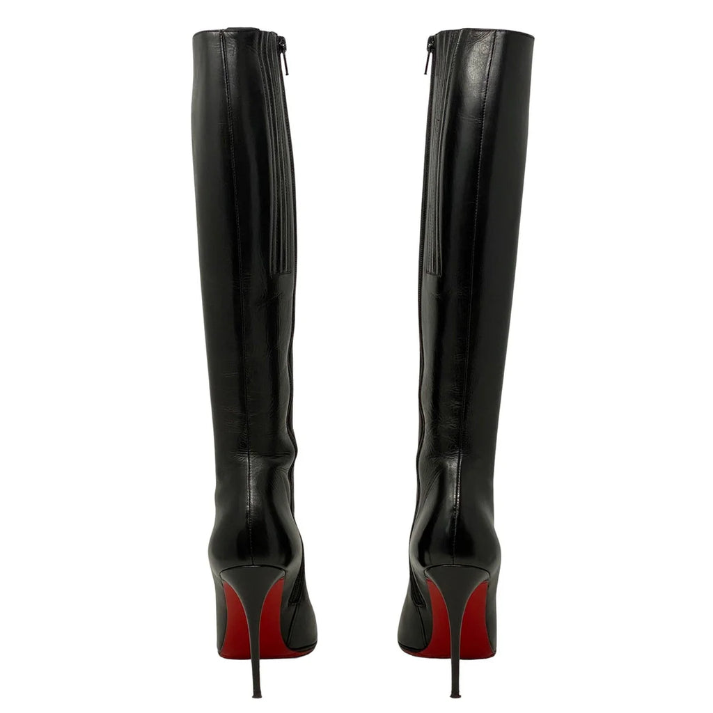 Christian Louboutin Black Long Fifi Boots 100mm 35.5 Coeur Cult Core