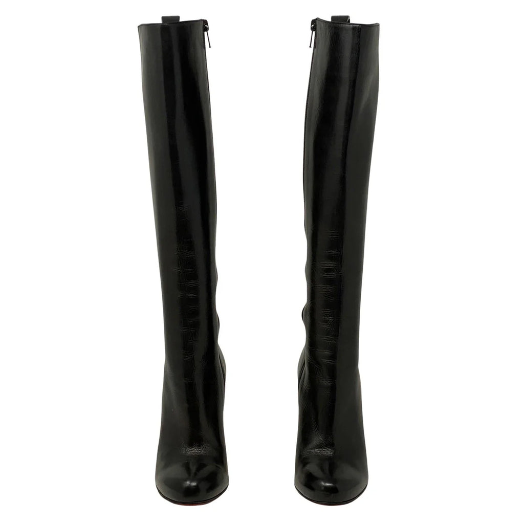 Christian Louboutin Black Long Fifi Boots 100mm 35.5 Coeur Cult Core