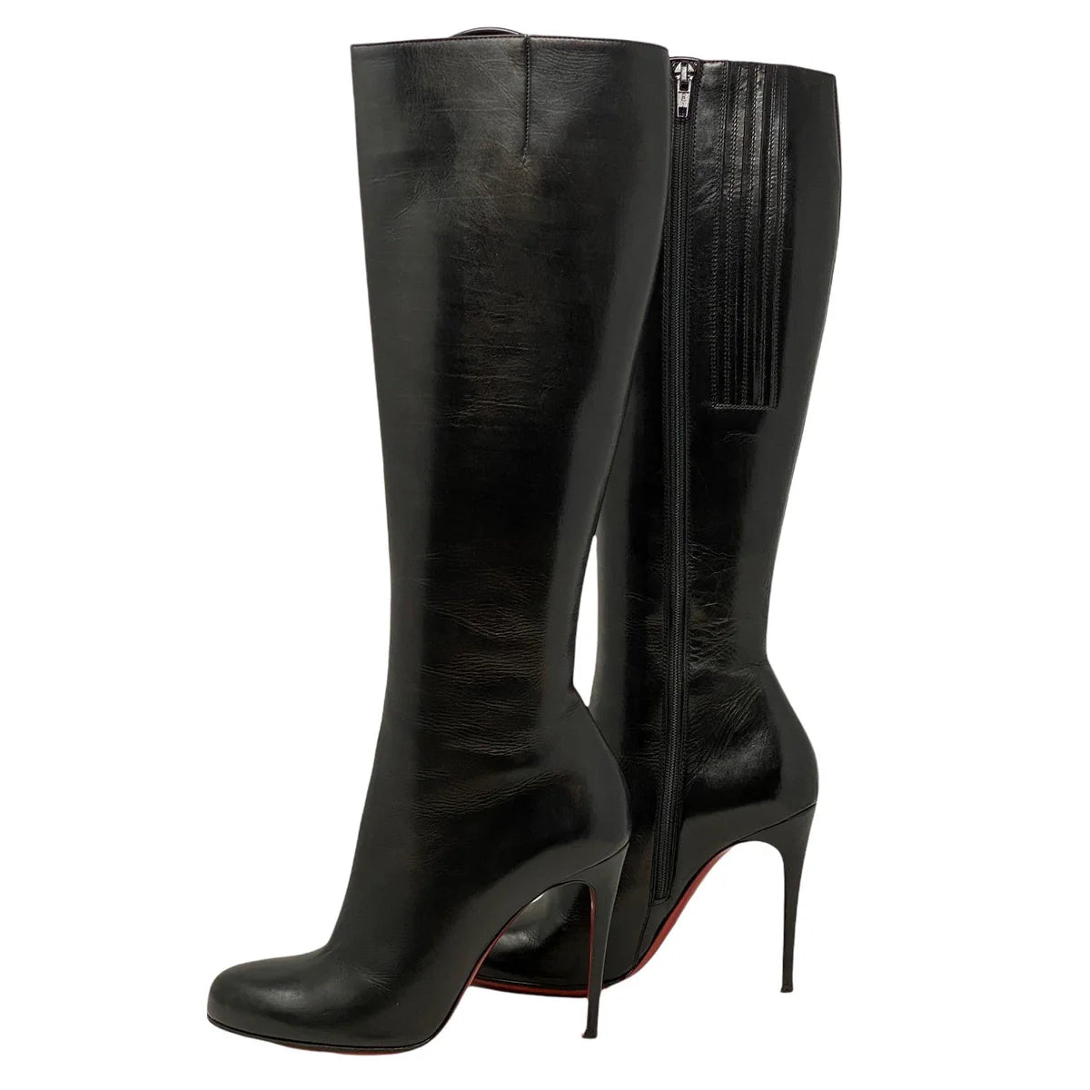Christian Louboutin Black Long Fifi Boots 100mm 35.5 Coeur Cult Core