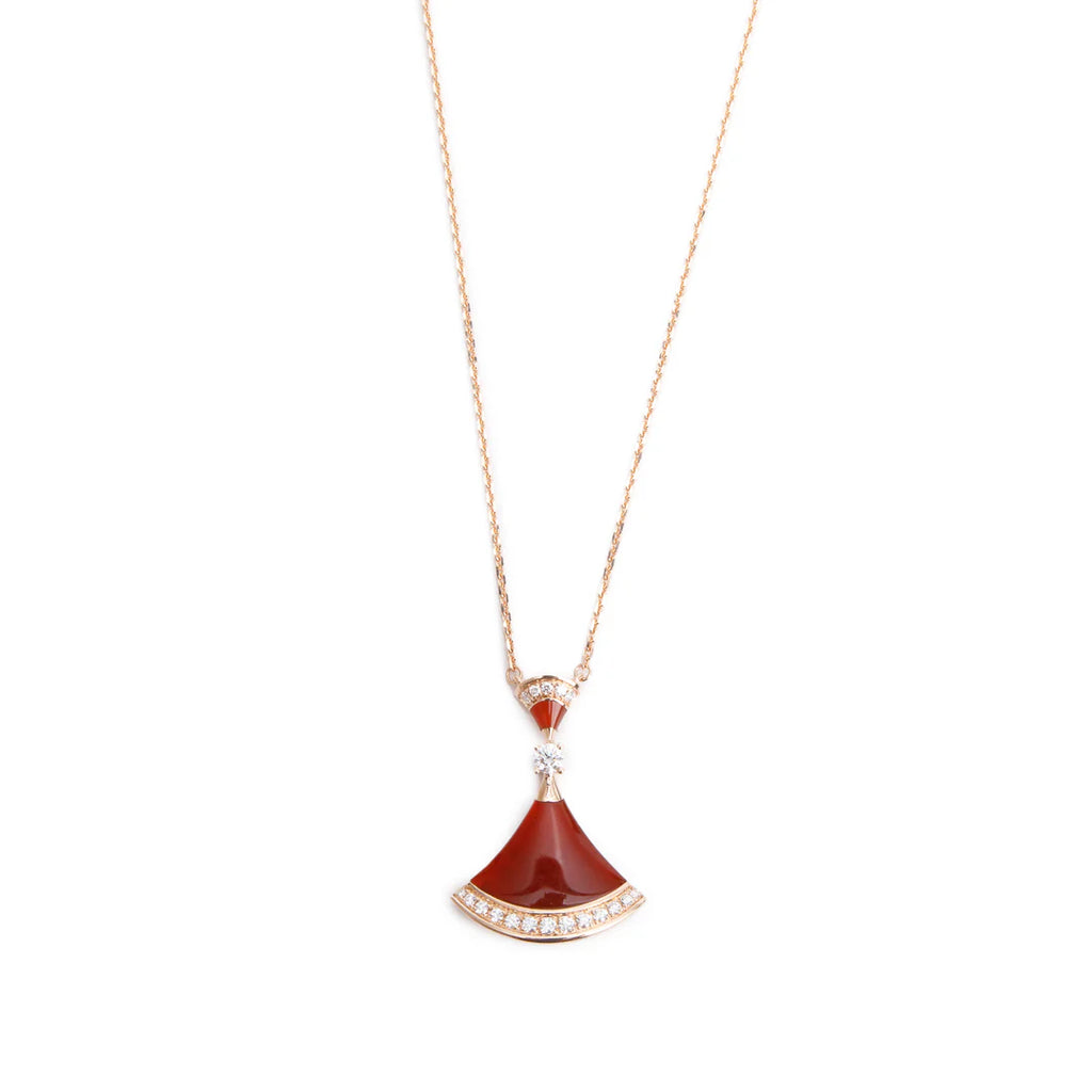 BVLGARI 2025 18k Rose Gold Carnelian &amp; Diamond Diva's Dream Pendant Necklace w/ Box &amp; Certificate