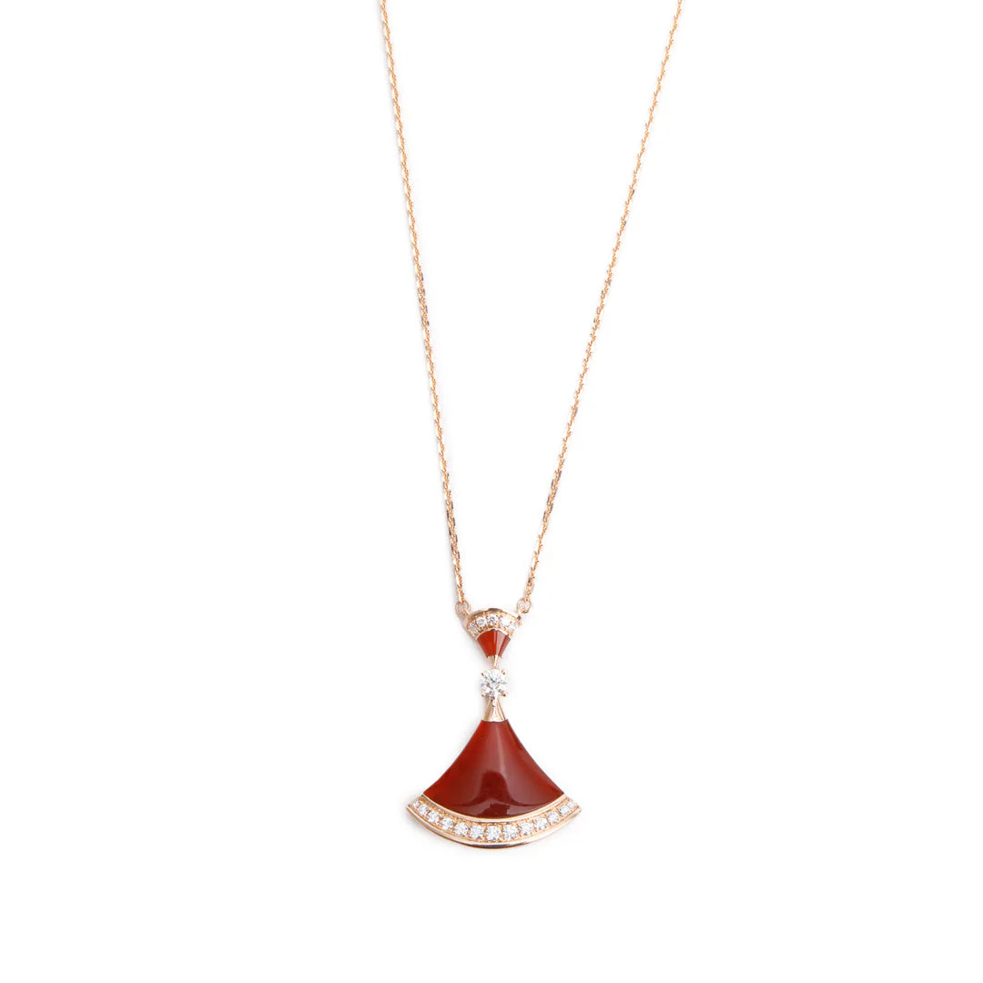 BVLGARI 2025 18k Rose Gold Carnelian &amp; Diamond Diva's Dream Pendant Necklace w/ Box &amp; Certificate