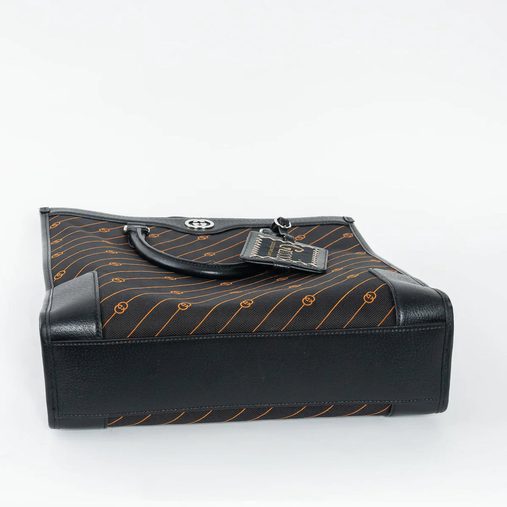 Black and Orange GG Jacquard Canvas Tote