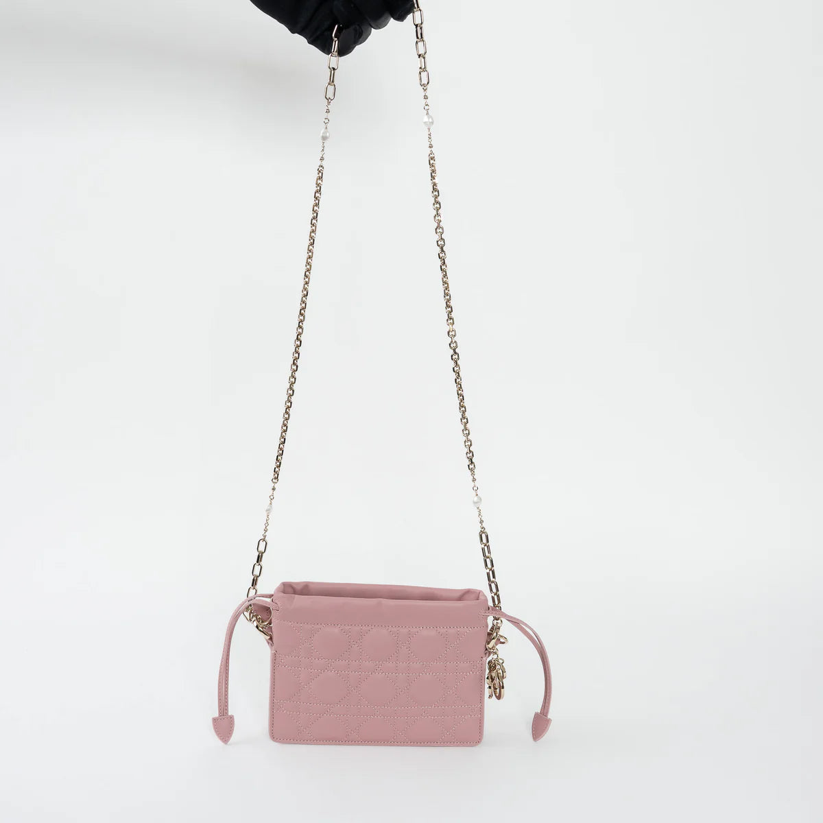Pink Cannage Lambskin Leather Lady Dior Milly Mini Bag