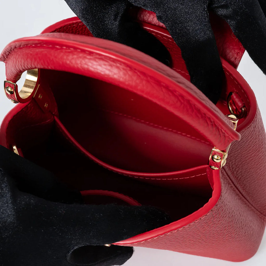 Scarlett Red Taurillon Leather Capucines Mini Handbag