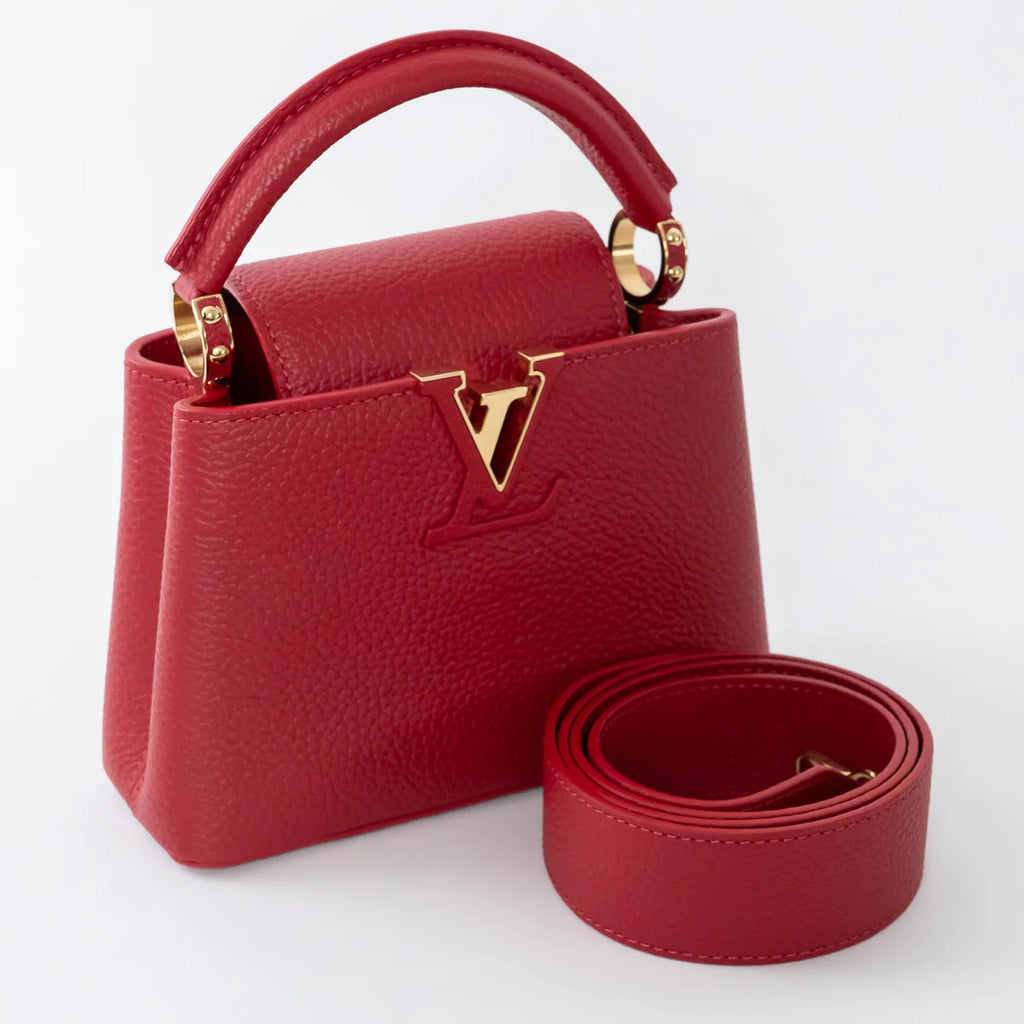 Scarlett Red Taurillon Leather Capucines Mini Handbag