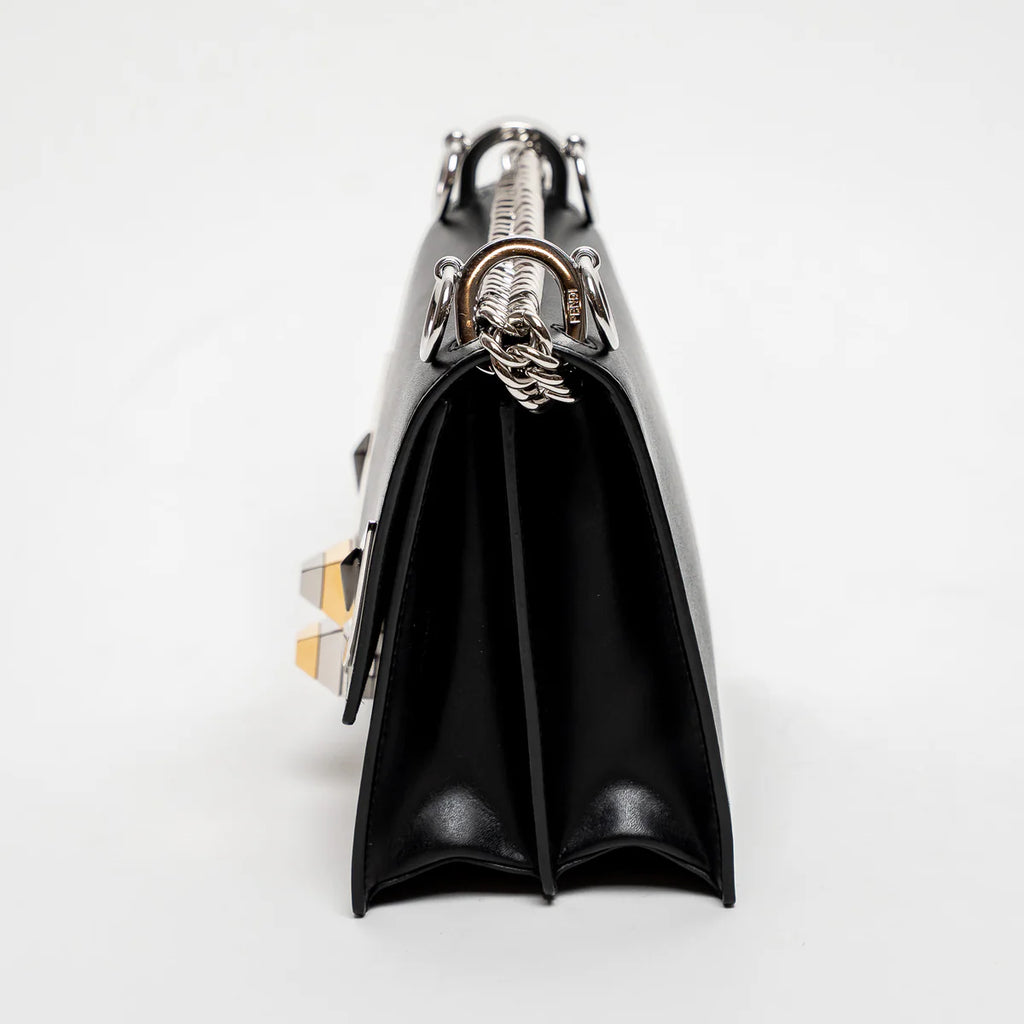 Black Calfskin Leather Kan Monster Chain Bag
